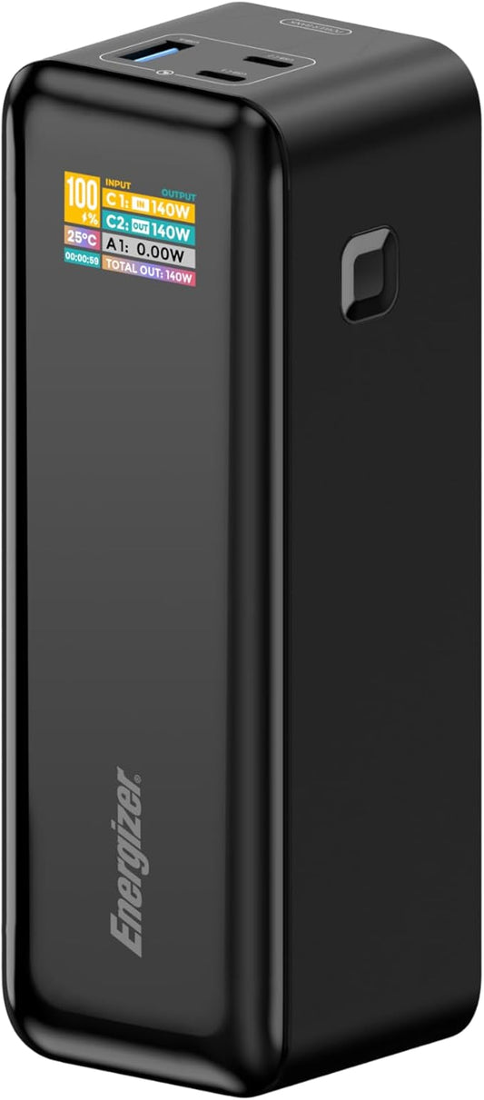 Energizer Power Bank 27000mAh with PD 140W USB-C Outputs Fast Charging Battery Pack USB-A 30W with Intelligent Digital LCD Display for Laptop, Tablet, Smartphone and etc_XP27000PD