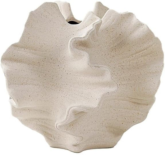 Modern Art Ceramic Coral Flower Vase Home and Office Decoration Sculpture Work Bohemian Decoration Coffee Table Office Bookshelf Living Room Decor (White)