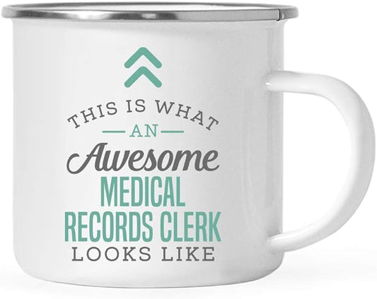 Andaz Press 11oz. Stainless Steel Campfire Coffee Mug Gift, This is What an Awesome Medical Records Clerk Looks Like, 1-Pack, Birthday Gift Ideas Coworker Him Her, Includes Gift Box