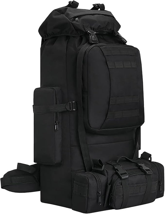 HongXingHai 100L Camping Hiking Backpack,Molle military Tactical rucksack backpack,Waterproof Lightweight Hiking Backpack (Black)