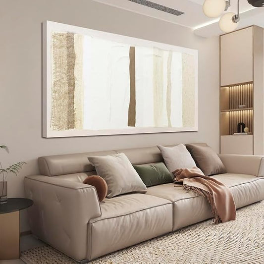 Neutral Wall Art Decor Modern Canvas Art Wall Decor Brown And White Artwork for Walls Oversized Wall Art Prints Large Wall Art for Living Room 29"X58" for Room Bedroom Office Decor