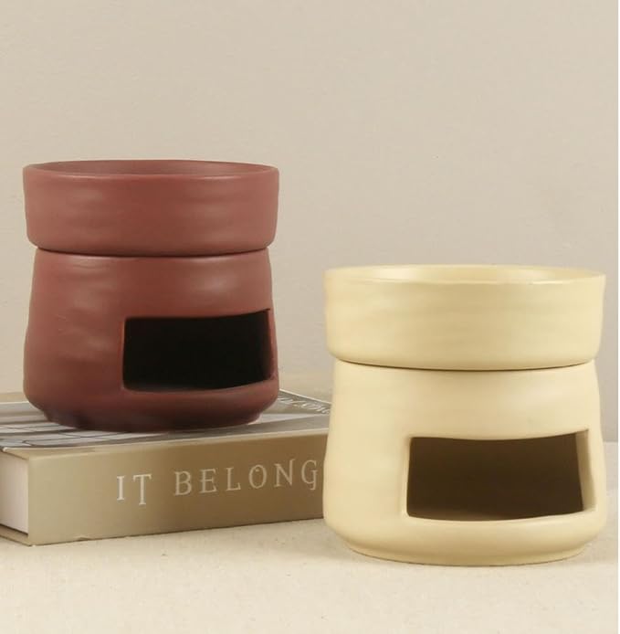 Ceramic Essential Oil Burner Tealight Candle Holder Decorative Aroma Diffuser Separable Brown