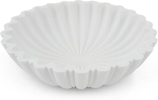 White Decorative Bowl Modern Home Decor - 10.6" Large Resin & Sandstone Centerpiece Bowl for Entryway Table, Coffee Table, Kitchen Counter or Serving Fruit, Keys, Candy