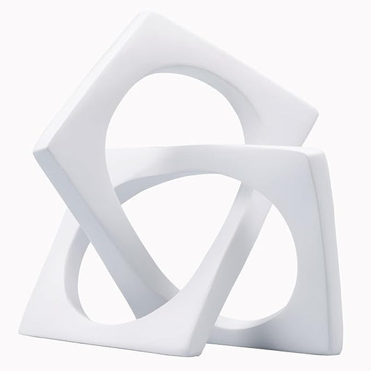 DOVDOV Geometric Cube White Knot Decorations, Geometric Sculptures, Modern Home Decorations for Home Decor Accents, Dining Tables, on Shelves, Consoles, entryway Tabletop centrepieces