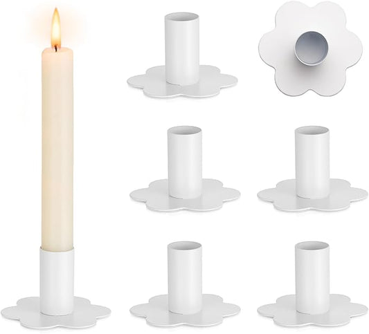 Candlestick Holders Taper Candle Holders: 6Pcs White Candle Holder for Table White Candlestick Holders Candle Sticks Holder Decor Home Flower Candle Holder Wedding Cute Small Candle Holders