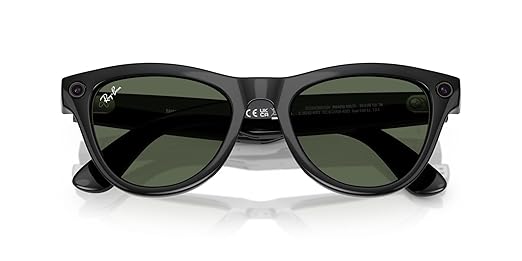 Ray-Ban Meta (Gen 1), Skyler, Shiny Black | Smart AI Glasses for Men, Women — 12 MP Ultra-Wide Camera, Open-Ear Speakers for Audio, Video Recording and Bluetooth — Green Lenses — Wearable Technology