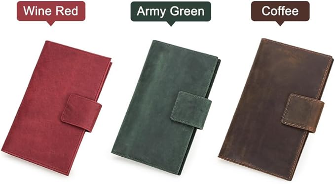 Unisex Genuine Leather Wallet Retro Crazy Horse Leather RFID Blocking Family Travel Passport Holder Slot (Coffee)