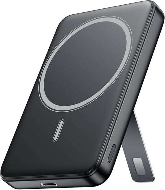 for Magsafe Portable Charger, 10000mAh Wireless Power Bank with Stand, USB C PD 20W Fast Charging Powerbank, Magnetic Battery Pack Compatible for iPhone 17/16/15/14/13/12 Series - Black
