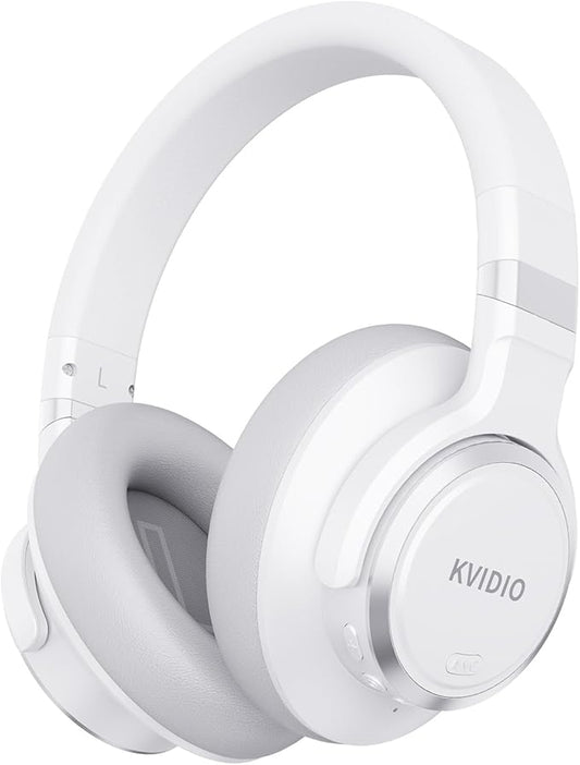 KVIDIO Hybrid Active Noise Cancelling Headphones, Wireless Bluetooth Headphones Over Ear with Mic, 70H Playtime, Transparency Mode, Hi-Fi Stereo Sound, Deep Bass Headsets for Phone PC Travel Home