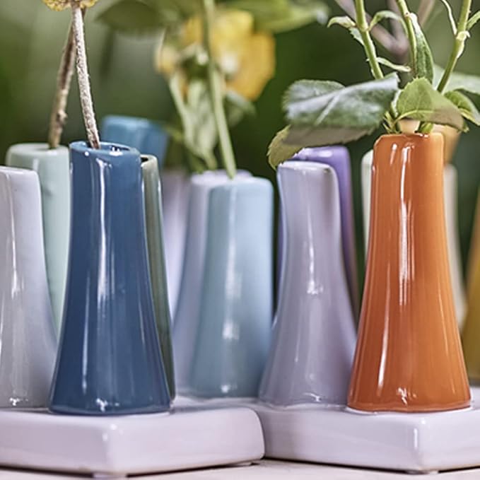 Chive - Pooley 2, Ceramic Flower Vase, 8-Tube Shape (Yellow)