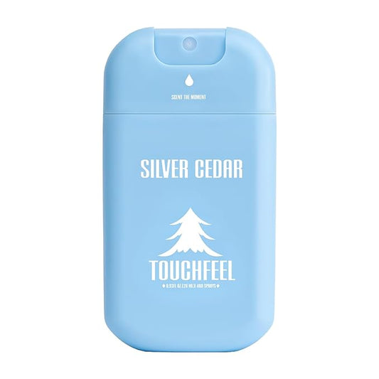 Spray Hand Sanitizer Travel Size Scented - Refillable Hydrating Hand Sanitizers Portable Design Travel Essentials (Silver Cedar) 0.93Fl Oz