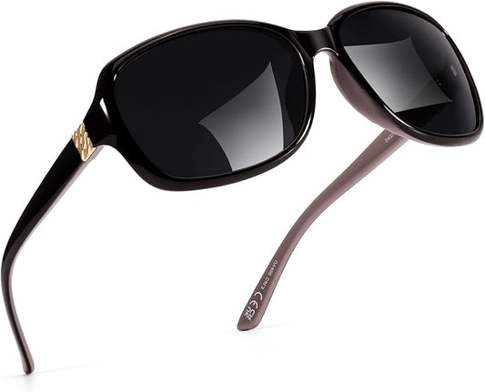 SIPHEW Polarized Sunglasses for Women | Vintage Square Sunglasses w UV400 Protection | Womens Wraparound Shade