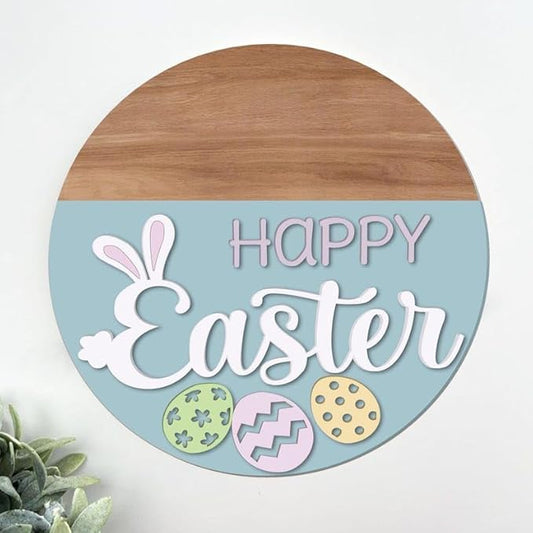 Happy Wooden Door Sign, Personalized Spring Entry Display, Rustic Home Wall Decoration, Charming Front Porch Accent, Festive Seasonal Gift For Families Or New House Celebrations Doorsign_281125_SR6_9