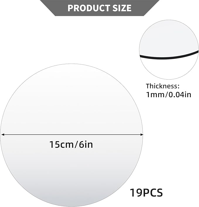 19 Pcs Mirror Centerpieces for Tables, Acrylic Round Small Mirror Trays Decoration Candle Plate Mirrors for Wedding Table Centerpiece Baby Shower Christmas Party Decor and Crafts (6inch/15cm)