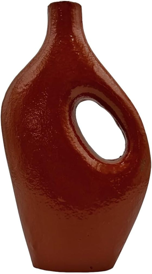 10" High Decorative Handmade Aluminum Jug Flower Vase in Terracotta