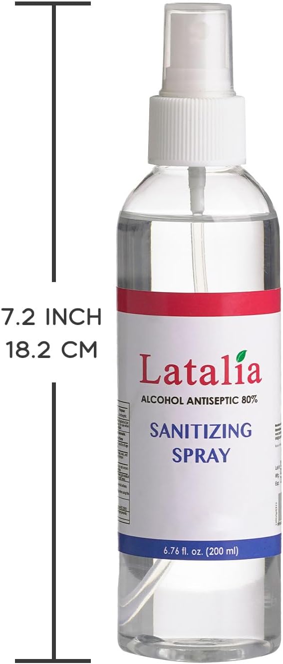 Latalia Unscented Hand Sanitizer Spray Refill Pack of 96 | 6.67 Fl oz with 80% Alcohol Bulk Hand Sanitizer Travel Size | Hand Sanitizing Spray For Quick Dry Hand