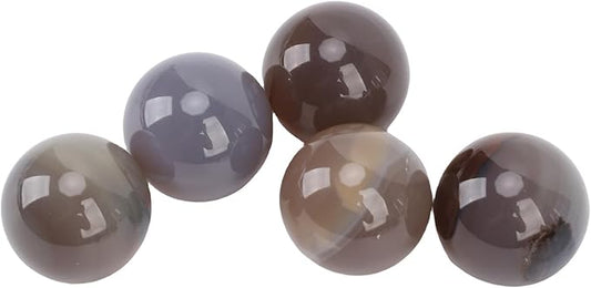 Gray Agate Balls, Polished Mineral Stone Spheres for Home Decor, 5PCS Natural Agate Stone Balls for Aquarium Vase Filler Unique Gift
