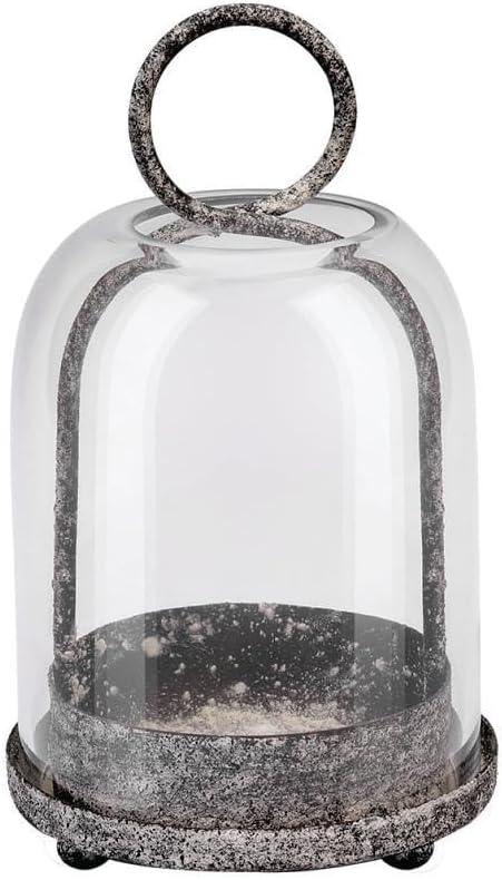7.5" High Versatile Modern Metal Hurricane Lantern with Handmade Sturdy Glass Dome in Shabby Black for 2" Pillar Candle & Plants, Industrial, Farmhouse (Black Shabby, 4" x7.5 for 2" Pillar)