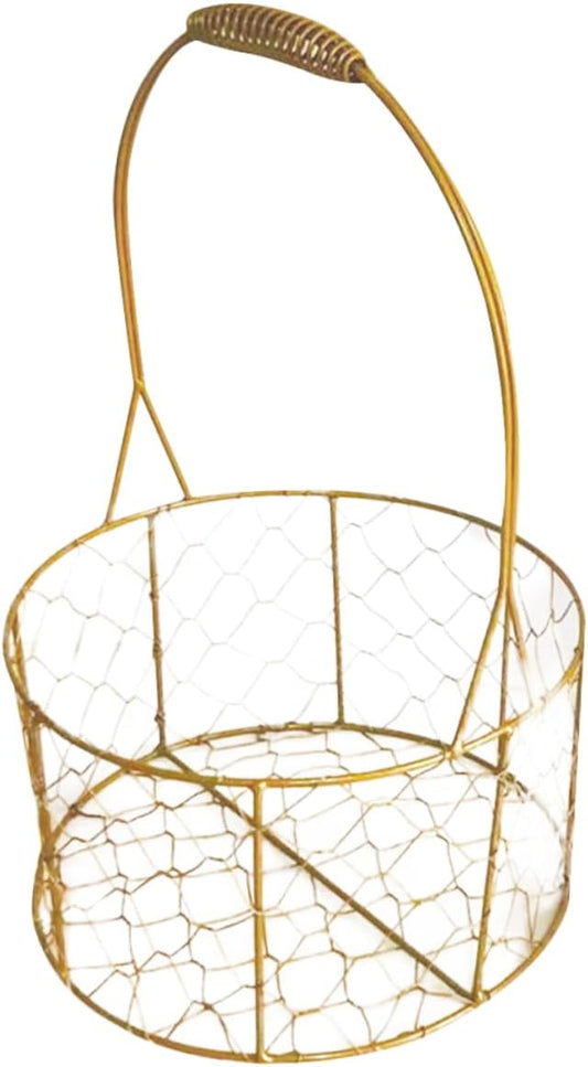 Gold Wire Flower Girl Basket Iron Wire Basket Wedding Storage Decorative