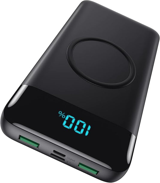 Wireless Portable Charger 30,800mAh ,15W Wireless Charging 25W PD QC4.0 Fast Charging USB-C Power Bank,4 Outputs Travel Essentials External Battery Pack for iPhone 17/16/15/14,Galaxy S25,Android etc