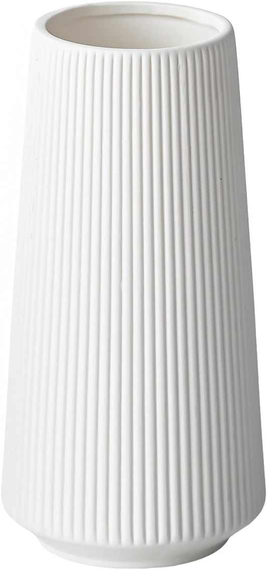 8 inches Modern Simple White Boho Vase for Pampas Grass and Dry Flower, Water Proof Vase for Home Living Room Farmhouse Office Decor