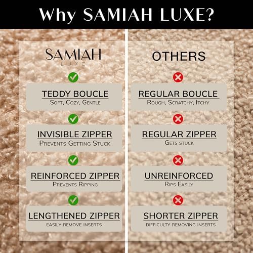 SAMIAH LUXE Grey Teddy Boucle Pillow Covers 18x18 2pcs for Home Living Room Decor, Sherpa Textured Decorative Throw Pillow Covers for Boho Decor, Square Throw Cushion Euro Shams for Modern Farmhouse