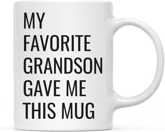 Andaz Press 11oz. Funny Coffee Mug Gag Gift, My Favorite Grandson Gave Me This Mug, 1-Pack, Grandpa Grandma Birthday Christmas Sarcastic Humor Granddad Favorite Grandchild Grandpa Mugs
