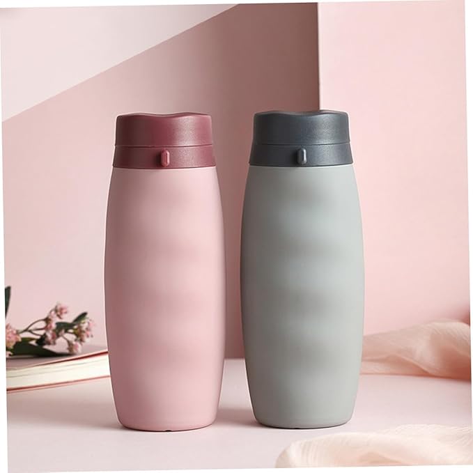 SUPVOX Portable Collapsible Silicone Water Bottle Foldable Sports Kettle for Outdoor Activities Travel Hiking Camping Cycling Pink