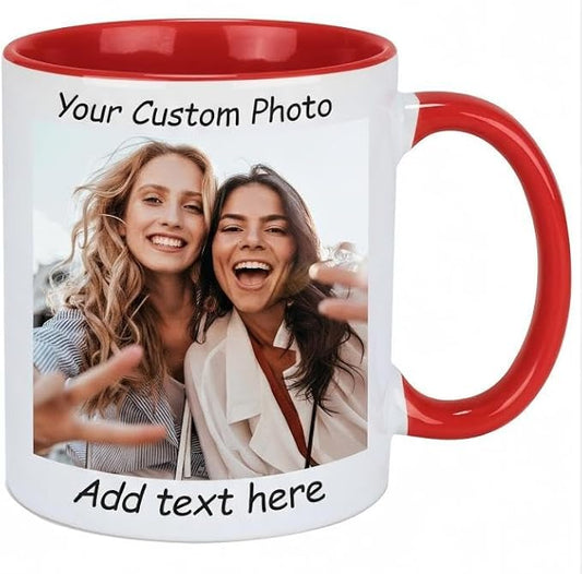 G9W168 Custom Coffee Mug, Customizable Coffee Cups with Pictures Personalized Ceramic Mug for Gifts Novelty Personalized Mugs for Friends (Red)