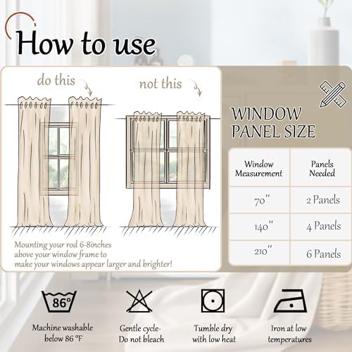 Lajode Blackout Curtains 54 Inch Length 2 Panels for Bedroom, Thermal Insulated Total Light Blocking Noise Reducing Linen Window Curtains for Farmhouse, Bronze Grommet, Burlap, Each 52" Wide