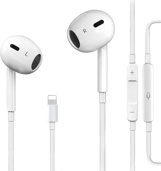 Wired Headphones for iPhone, MFi Certified, Built-in Mic & Volume Control, Noise Reduction in-Ear Earbuds, Plug & Play, Compatible with iPhone 14/13/12/11/X/8/7/SE, All iOS Systems
