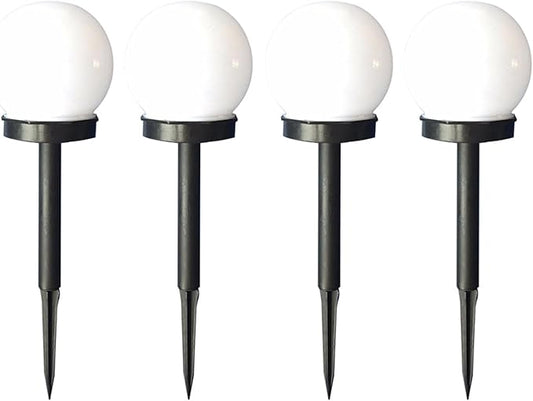 NUOBESTY 4pcs Solar Lawn Lights Outdoor Pathway LED Crackle Globe Solar Sphere Landscape Lighting White Glow Weatherproof Garden LED Light Set