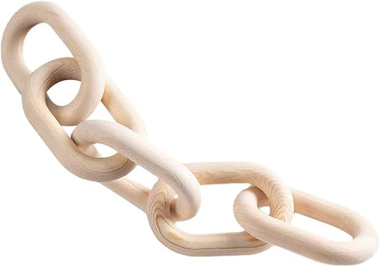 HOLIDYOYO Wood Chain Link Decor Rustic Farmhouse Wall Art Elegant Hanging Ornament for Home Compact Design for Coffee Table Bookshelf Natural Wood Accent for Any