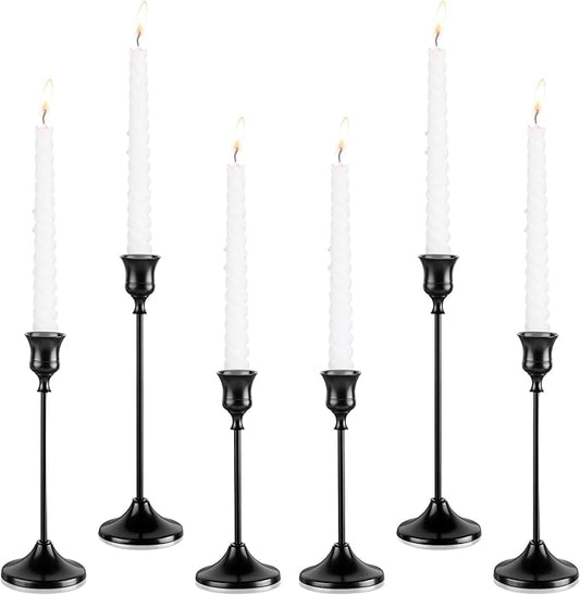 Candlestick Holders, 6PCS Metal Taper Candle Holder, Black Candle Holders for Candlesticks, Candle Holder for Wedding Fireplace Mantel Housewarming Gift