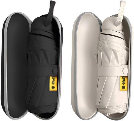 TOPSAIL Mini Umbrella Compact for Travel, UV Sun Protection(UPF50+), Waterproof for Light Rain, Suitable for Women & Kids With a Case, Manual 6k Folding Small Pocket Size Ufor Backpack/Purse