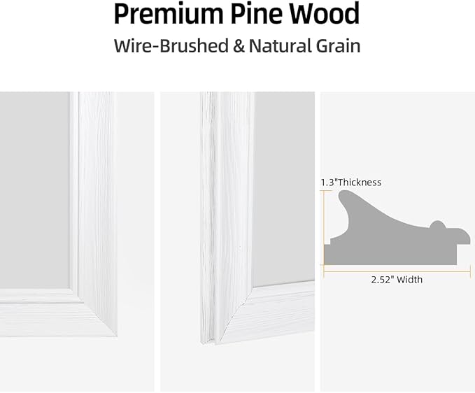 32" x 40" Rustic Wooden Framed Wall Mirror for Bathroom, White Wood Vanity Rectangle Mirror for Over Sink, Waterproof, Decor Bathroom, Living Room, Bedroom, Entryway, Horizontal/Vertical