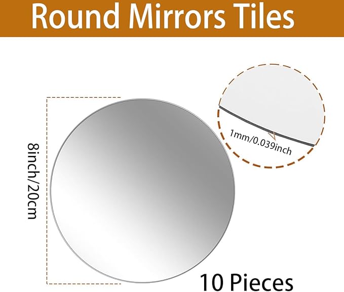 8" Acrylic Round Mirrors for Centerpieces, 10PCS Circle Mirror Centerpieces for Tables, Mirror Tiles for Wall Table Wedding Centerpiece Mirrors Plates for Candle Wedding Decorations DIY Craft