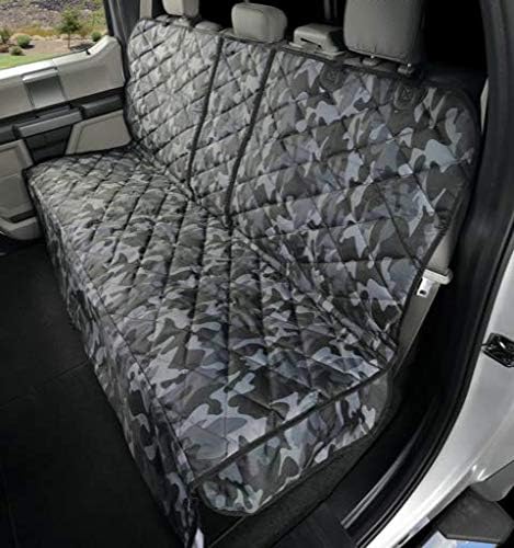 4Knines Dog Hammock for Cars, SUVs, and Small Trucks (Regular Size, Camo) – Rear Seat Cover for 60/40 Split Bench w/Armrest & Seatbelt Access – Heavy Duty, Waterproof, Easy Install, Machine Washable