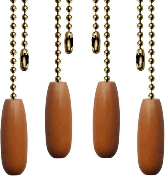 4 Pack Ceiling Fan Pull Chains 12-inch Beaded Ball Chains Wooden Decorative Pendant Extension Chains for Ceiling Light Lamp Fan Chain(Bronze)