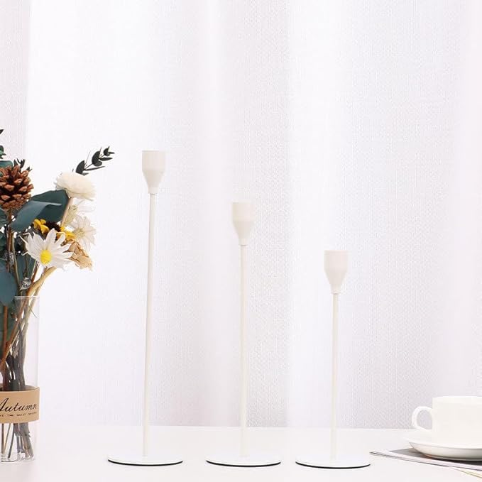 Candlestick Holders Set of 6 Taper Candle Stick Holders, Mantel White Candlestick Holders for 3/4" Taper&Led Candle, Elegant Candle Holder Centerpiece for Wedding/Party/Dinning/Anniversary