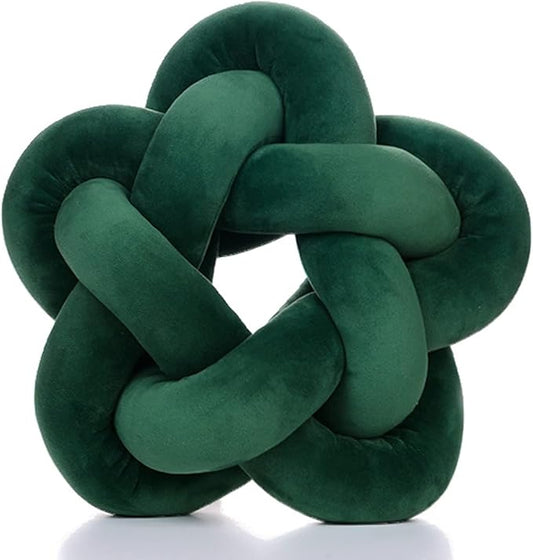 Knot Plush Throw Pillow Kids Handmade Knotted Star Pillow Soft Sofa Lumbar Cushion Stuffed Cushion Home Office Children Room Decor, Emerald Green