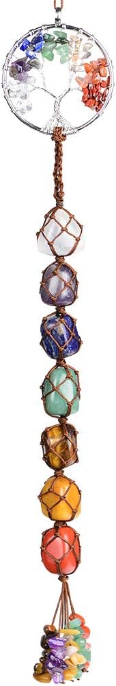 Handmade Crystal Window Car Hanging Ornaments 7 Chakra Home Decoration Feng Shui Ornament Car Decoration Christmas Decorations Ornaments (Chakra-Round)