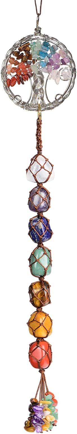 Anjiucc Handmade Crystal Window Car Hanging Ornaments 7 Chakra Home Ornament Yoga Meditation Car Decoration（A-Style 12）