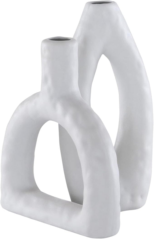 SAFAVIEH Home Collection Paolette Stone Grey Ceramic Decorative Vase Set of 2