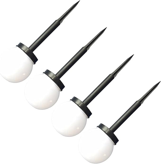 4pcs Solar Sphere Lights Outdoor, White Glow LED Lawn Pathway Lights, Weatherproof Solar Powered Landscape Lighting for Garden Yard