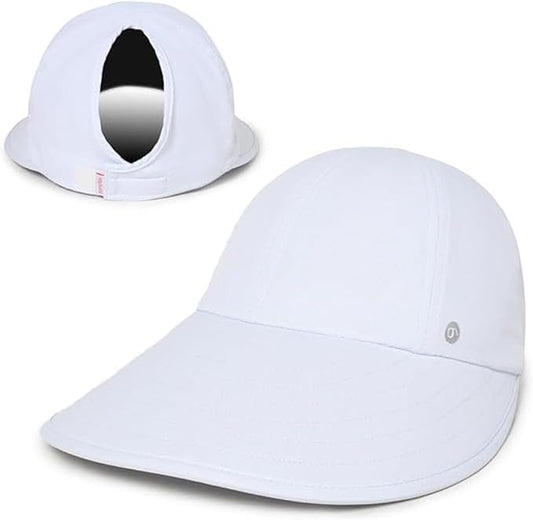 Ponyflo Sunblocker Wide Brim Hat - Oprah Awards Best Sun Hat - UV 50 Protection - Ponytail Sunhat for Women