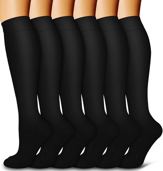 Bluemaple 6 Pack Copper Compression Socks for Women and Men Circulation-Best Support for Medical, Running,Nursing,Athletic