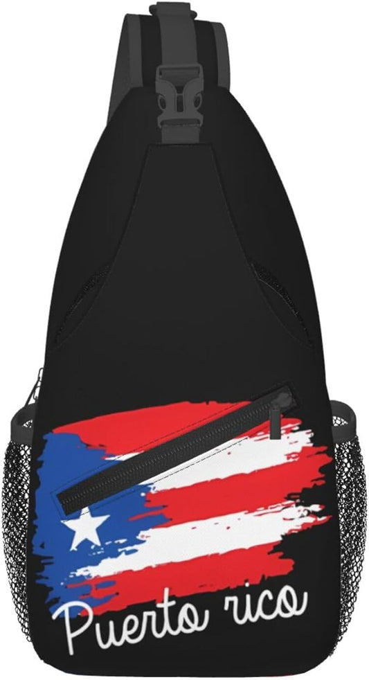 QFXUYNG Puerto Rico Flag Adult Sling Bag Unisex Chest Bags Crossbody Backpack Casual Daypacks Shoulder Bag for Women Men Cycling Hiking Travel