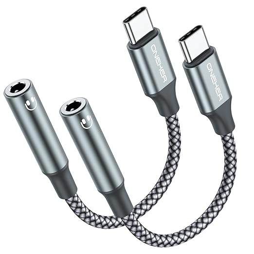 USB Type C to 3.5mm Headphone Jack Adapter, (2-Pack) USB C to Aux Female Audio Dongle Cable Cord Compatible with iPhone 16/15 Pro/15 Plus/15 Pro Max,iPad Pro,MacBook, Samsung Galaxy S24 S23 S22