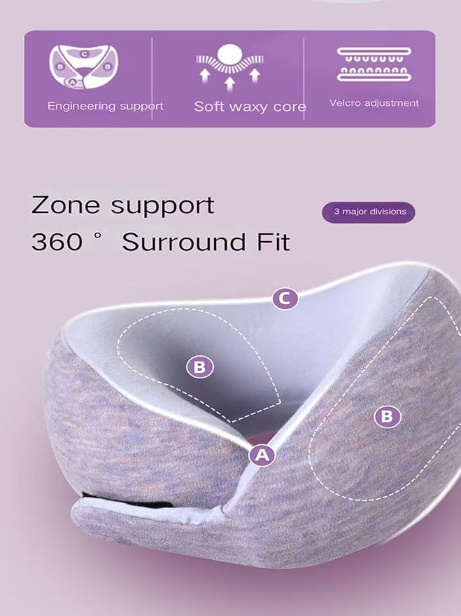 Kids Memory Foam Travel Neck Pillow, 360° Support,Travel U-Shaped Airplane Pillow, Foldable，Suitable for Commuting, Flying, Working, and Living at Home (Black)